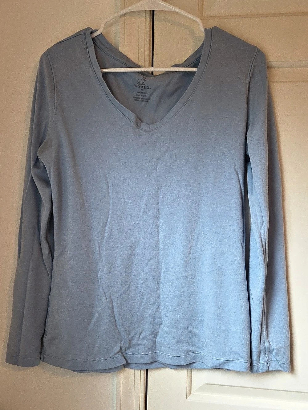 WoolX Aspen V-Neck Long Sleeve Top Blue Jay Medium